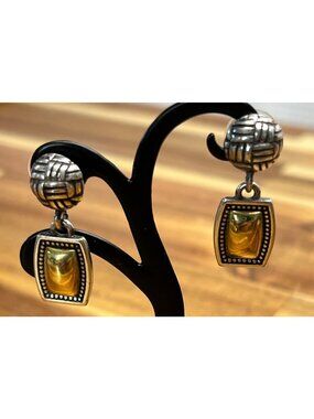 Vintage Brighton two tone dangle earrings silver,  gold